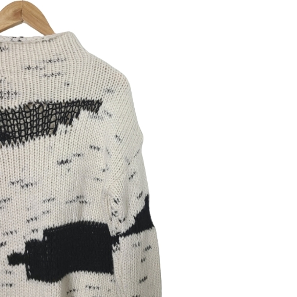 HOLT RENFREW HR2 Cream & Black Long Sleeves Turtleneck Sweater Women's Size M - Picture 12 of 14